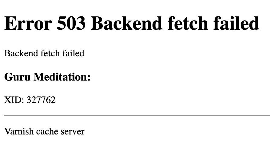 error 503 backend fetch failed - guru meditation - varnish cache server