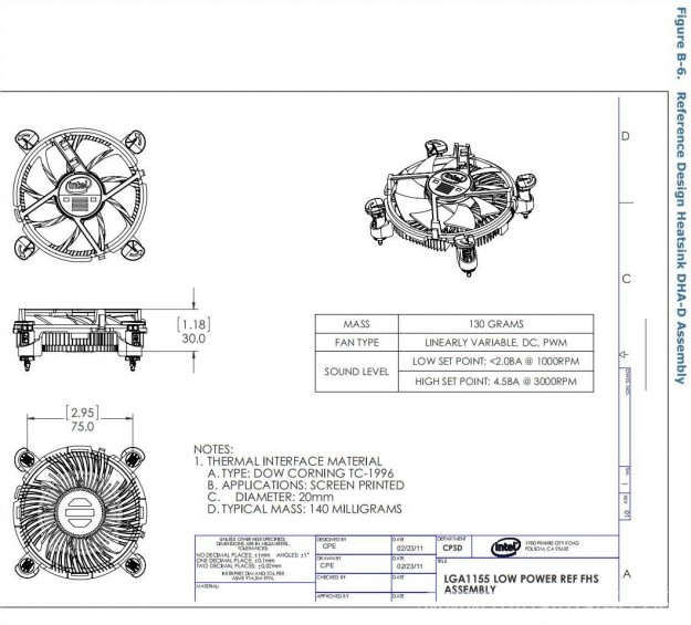 intel-core-3rd-boxed-cooler-space-requirements-dha-d-low-profile Boxed Cooler dimensions for Intel stock low profile heatsink fan cooler