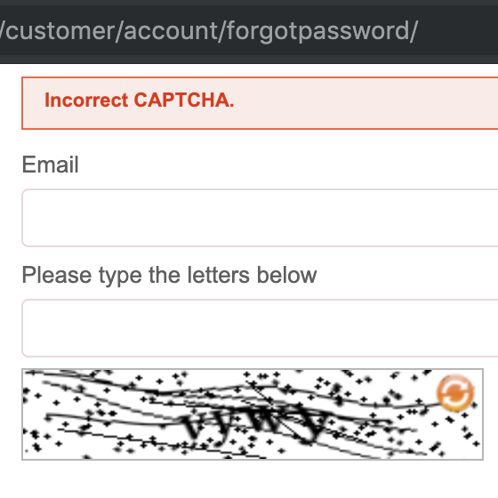 Incorrect Captcha 